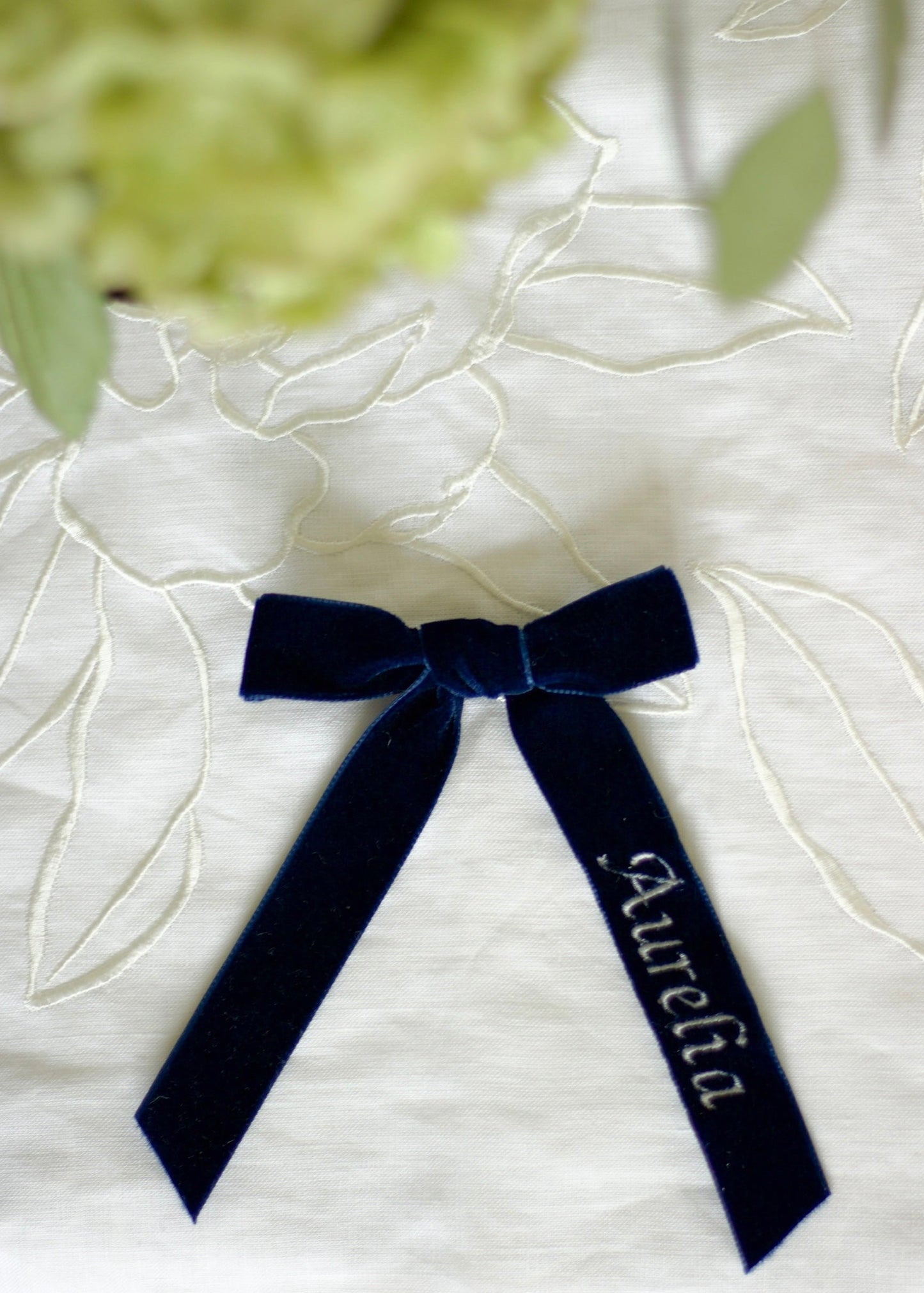 Navy Monogram Bow