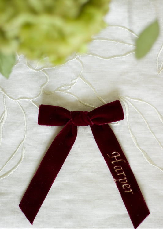 Burgundy Monogram Bow