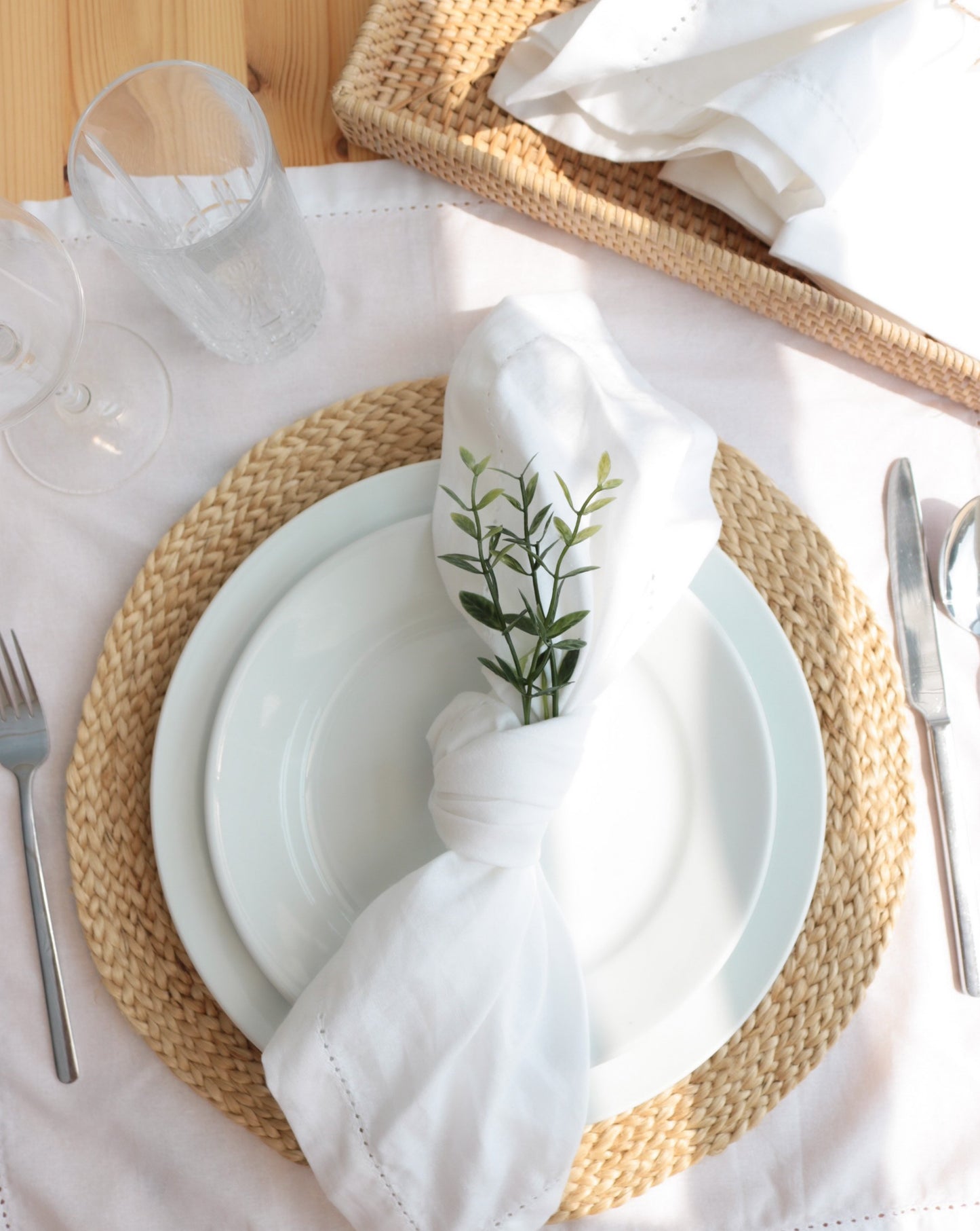 Artisan Napkin, Hemstitch Napkin, White Napkin, Kamelya, Kamelya Living
