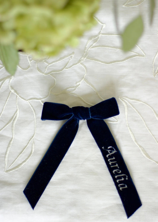 Navy Monogram Bow