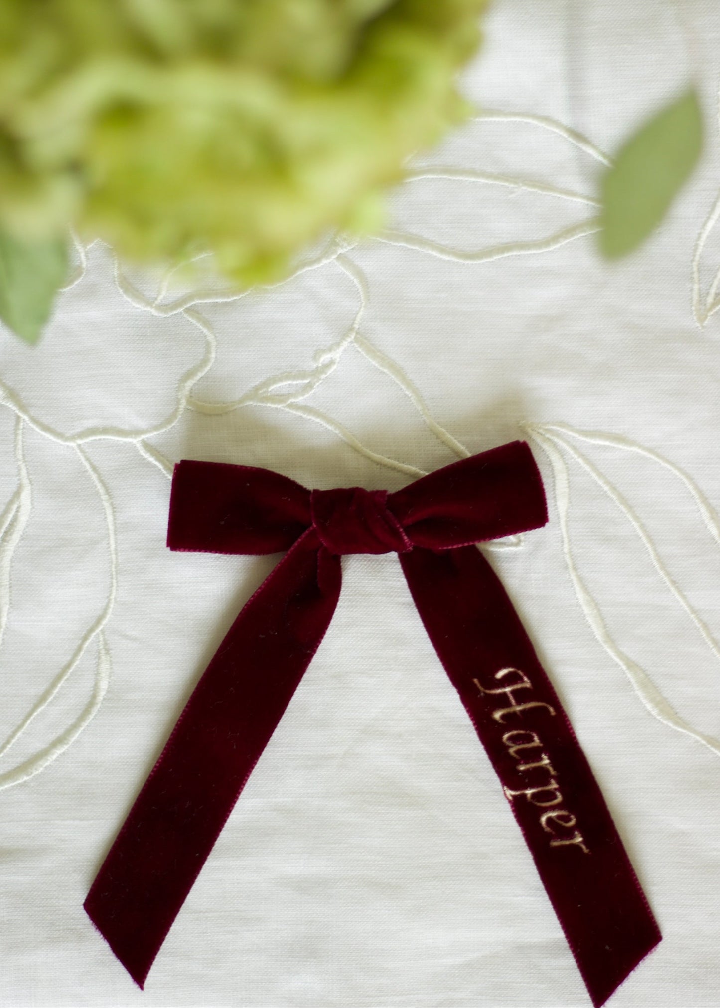 Burgundy Monogram Bow