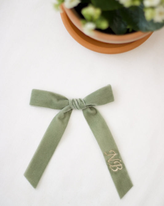 Sage Monogram Bow