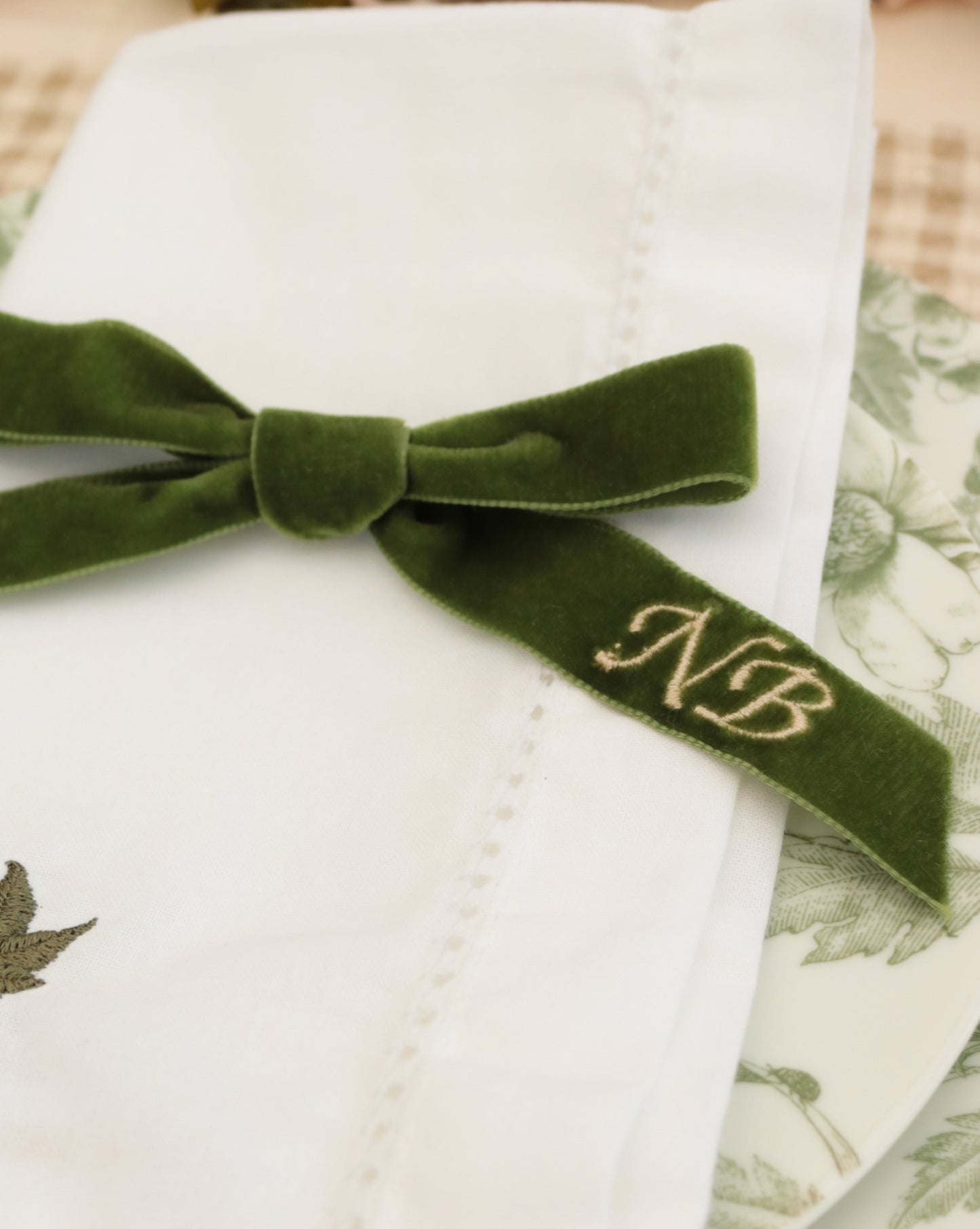 Emerald Monogram Bow